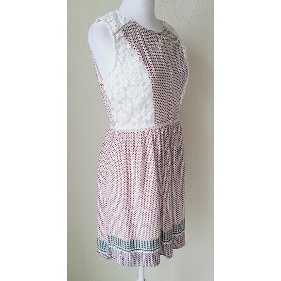 Esley Eyelet Lace Floral Dress Medium Cottagecore Fit‎ & Flare White Red - Picture 4 of 13